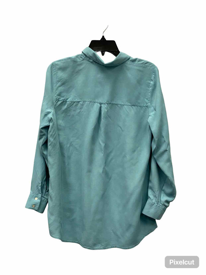 J Jill Size S Blue 100% silk Long Sleeve Shirts