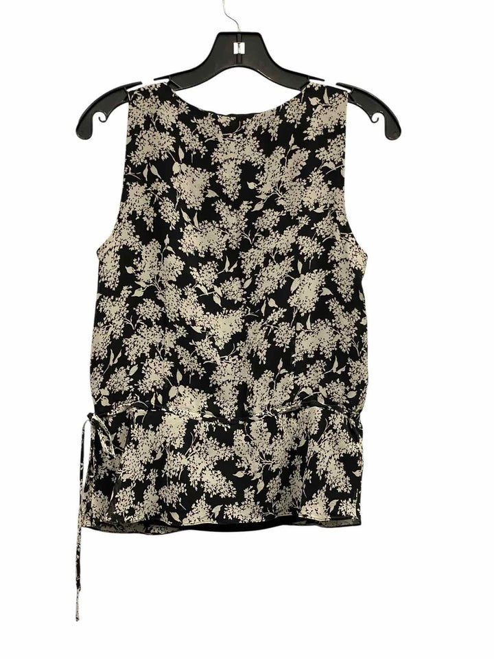 Ann Taylor Size 4 Black White Leafy Silk Blend Tank Top