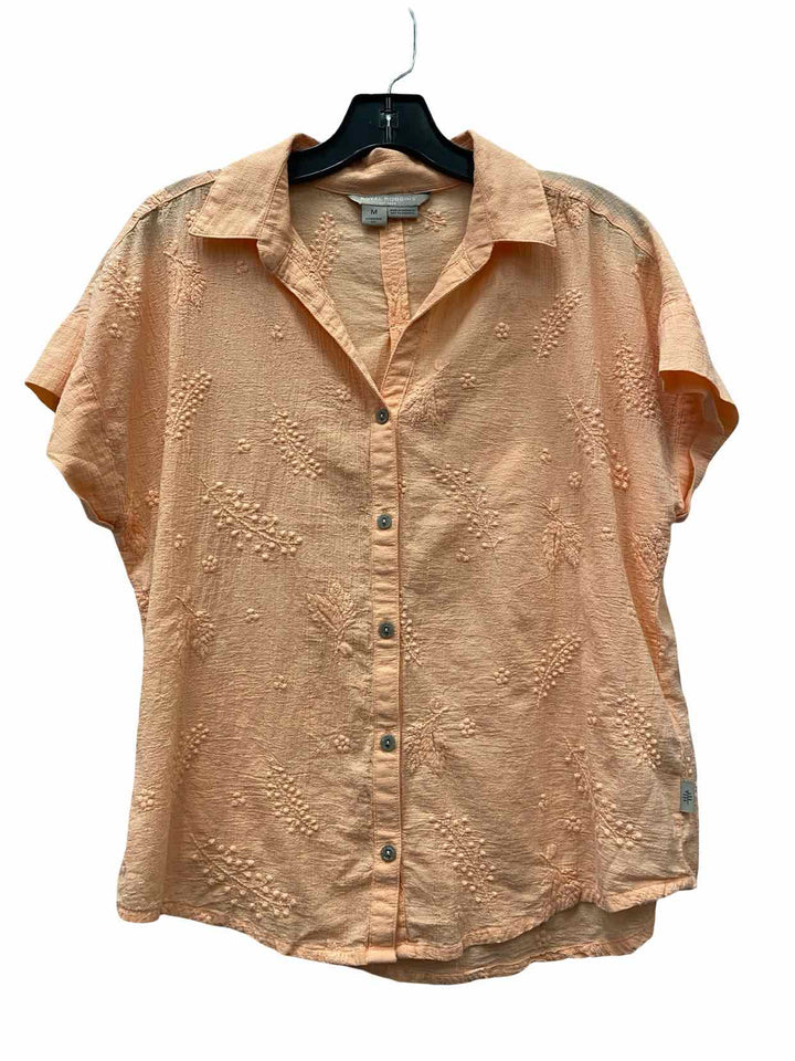 Royal Robbins Size M Peach Embroidered 100% cotton Short Sleeve Shirts
