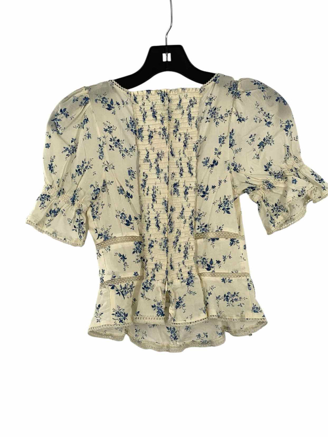 Reformation Size S White Blue Short Sleeve Shirts