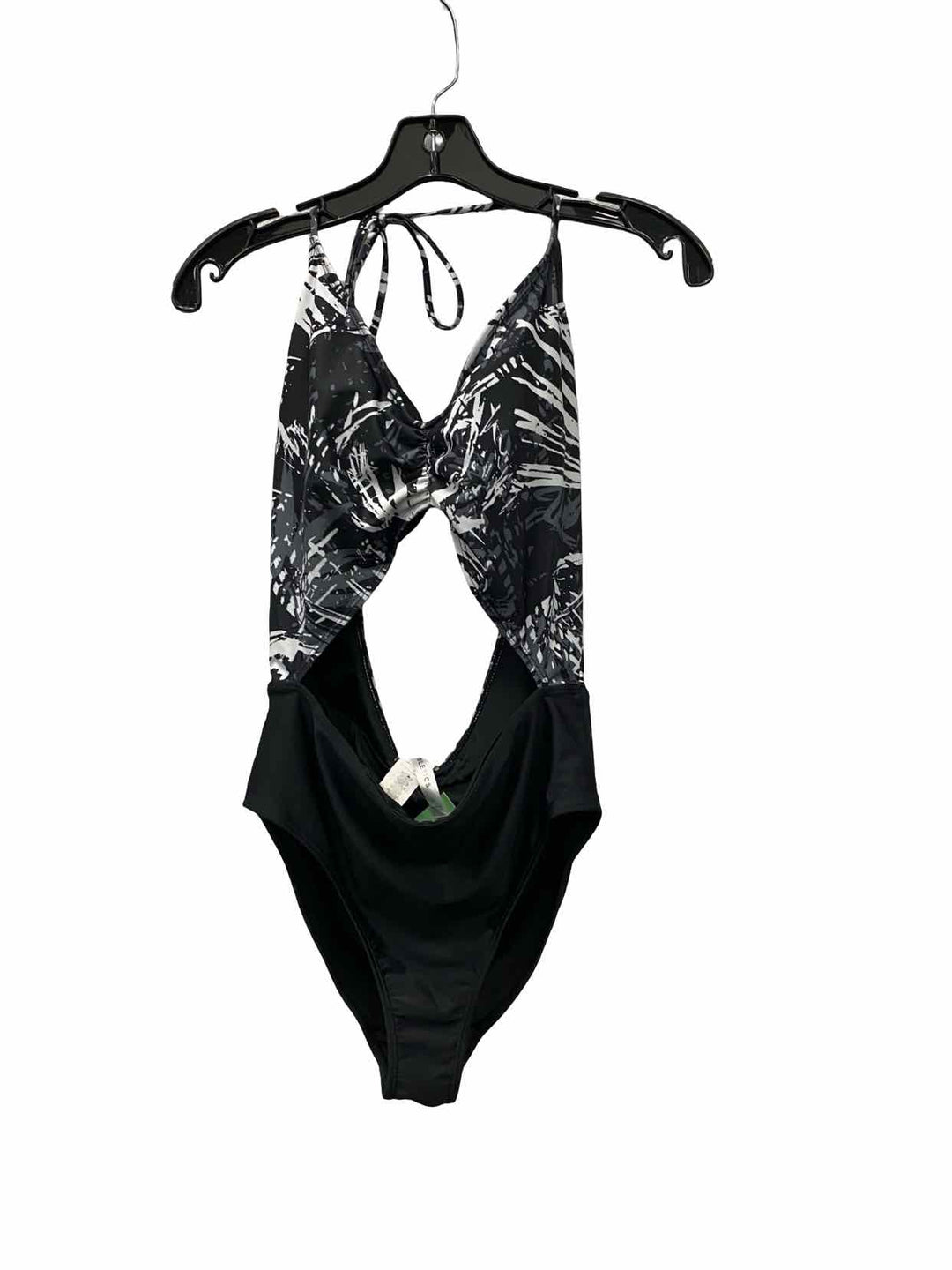 Fabletics Size L Gray White Print Swimsuit