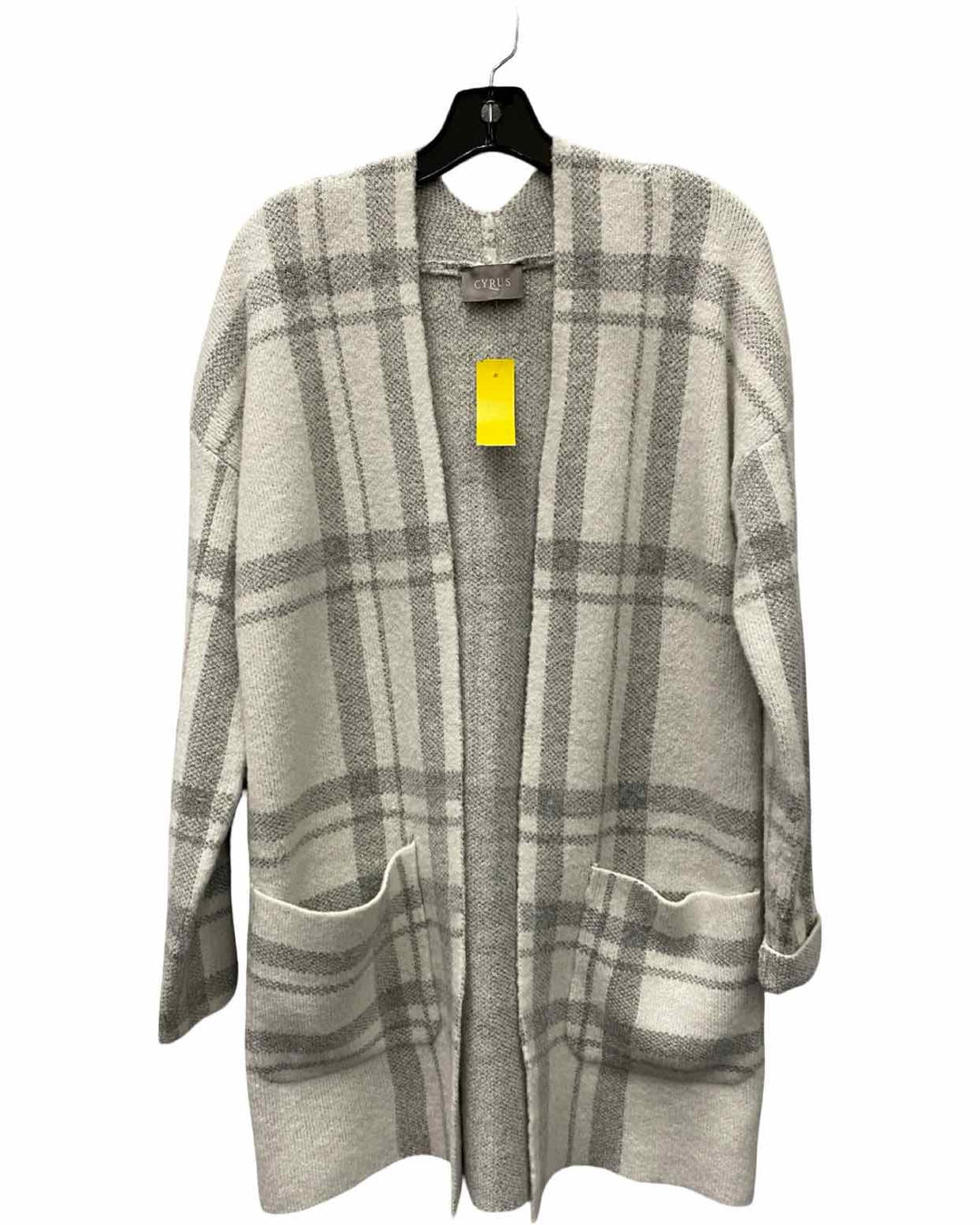 Cyrus Size S White Grey Plaid Sweater