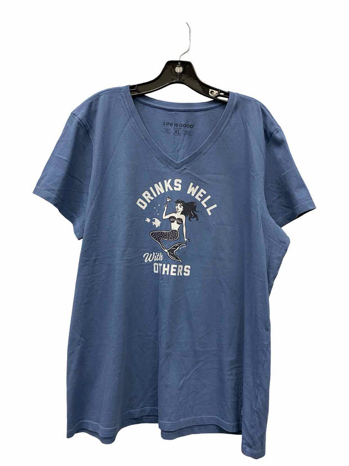 Life is Good Size XL Blue Graphic Print T-shirt