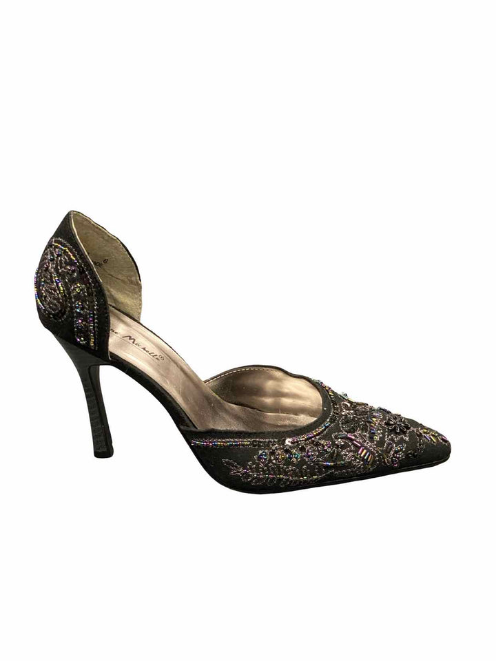 Anne Michelle Shoe Size 8 Black Sequined Heels