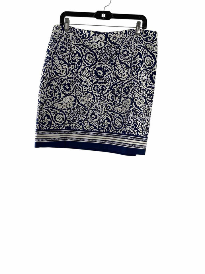 Talbots Size 14 Navy White Print Skirt