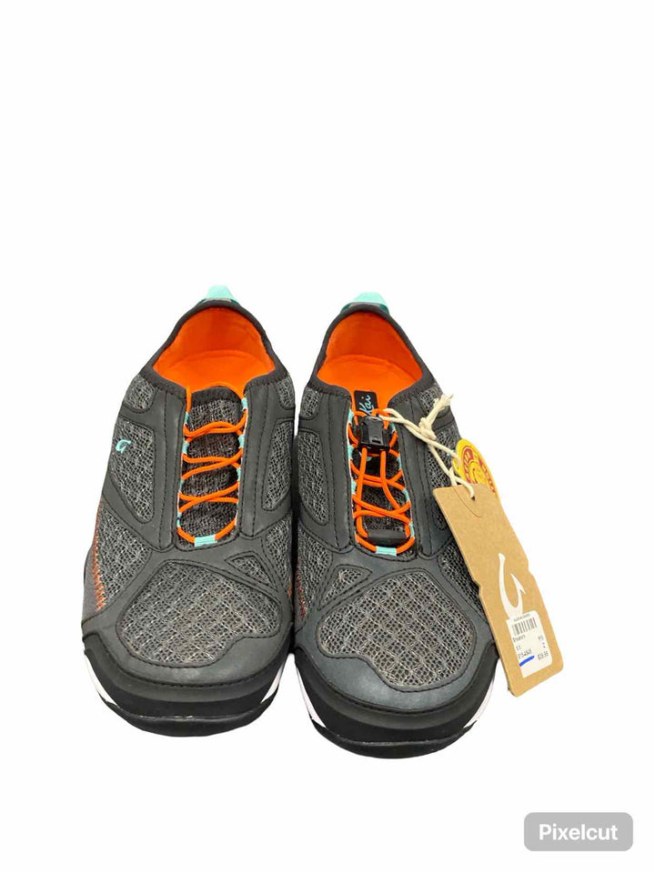 OluKai Shoe Size 8.5 Grey Orange Water Shoes 'Eleu Trainer Sneakers