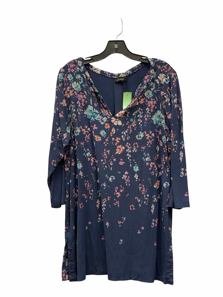 J Jill Size XL Blue Pink Floral Long Sleeve Shirts