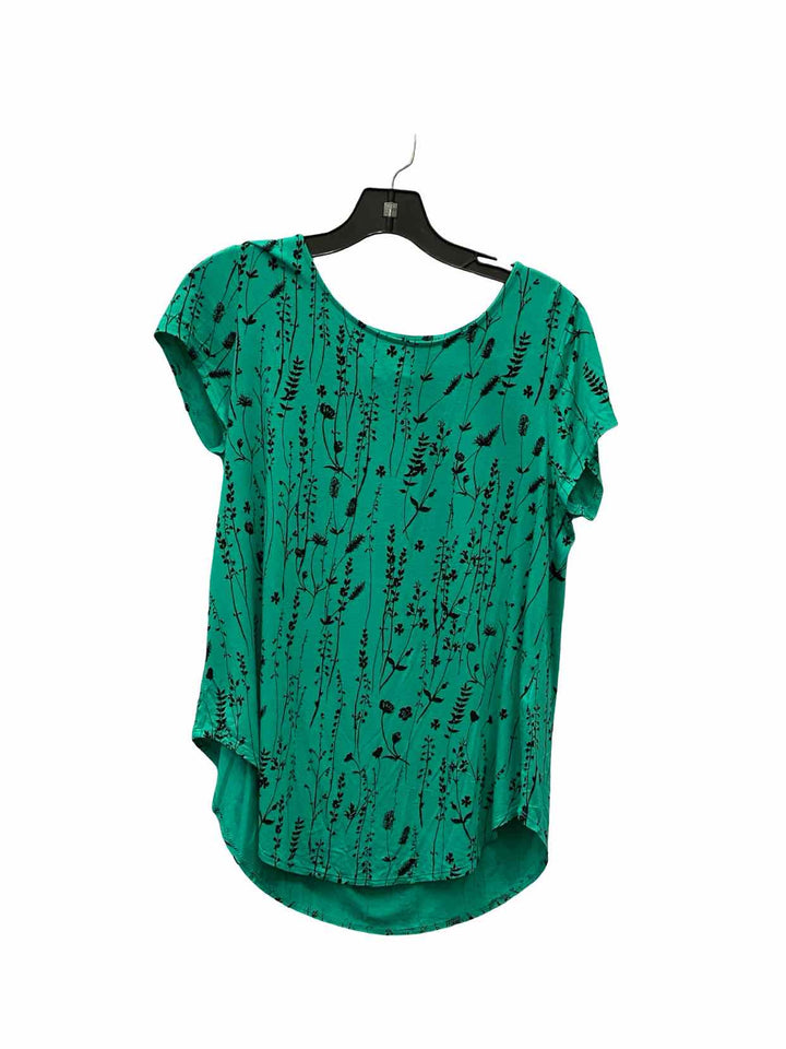 Alfani Size M Green Floral Short Sleeve Shirts