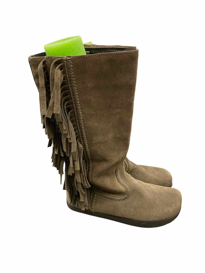Earth Shoe Size 8.5 Brown Suede Caribou Fringe Western Tribal Pull Boots(knee)