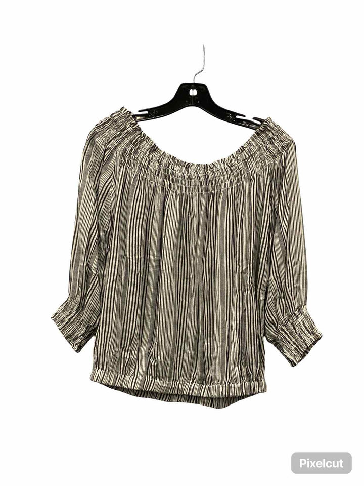EVEREVE Size M Black White Striped Cotton & Rayon blend Long Sleeve Shirts