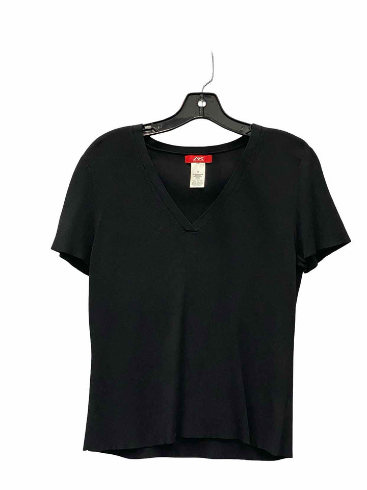 Ann Klein Size M Black Knit Short Sleeve Shirts
