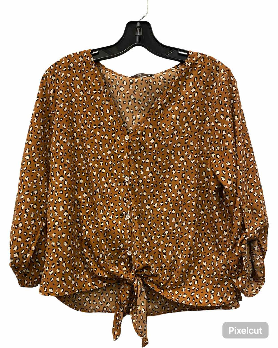 West Kei Size M Brown Print Long Sleeve Shirts
