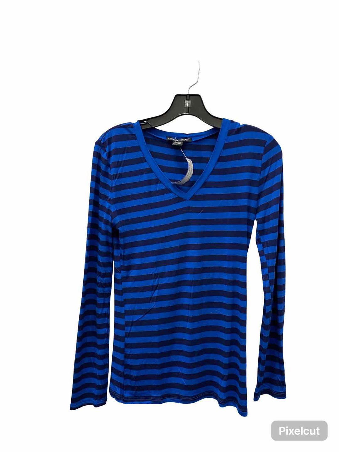 American Dream Size M Blue Striped Long Sleeve Shirts