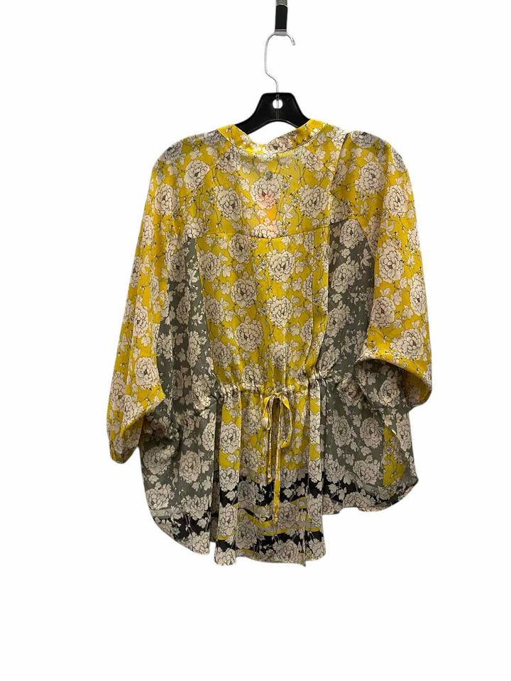 Cabi Size M Yellow Floral Long Sleeve Shirts