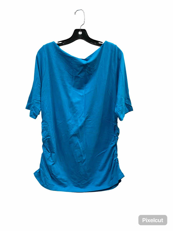 Soft Surroundings Size 1X Blue Short Sleeve Shirts