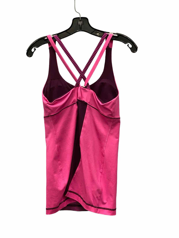 Lululemon Size L Pink Purple Striped Athletic Tank Top