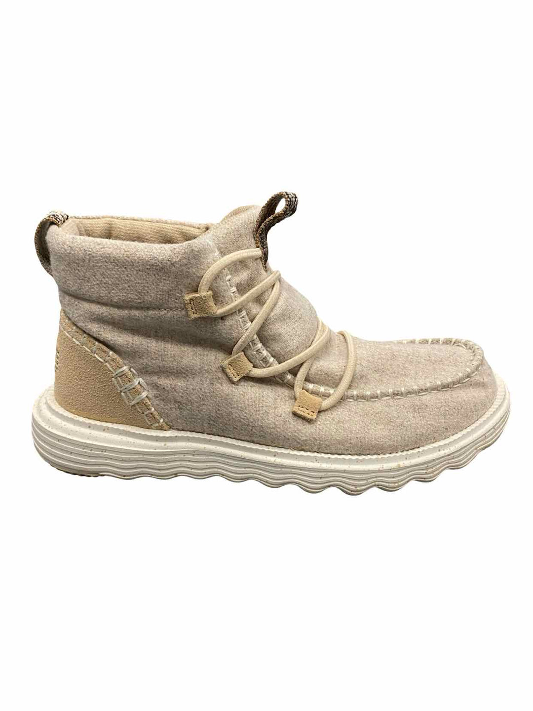 Hey Dude Shoe Size 8 Tan Leather & Wool Blend Reyes Sneakers