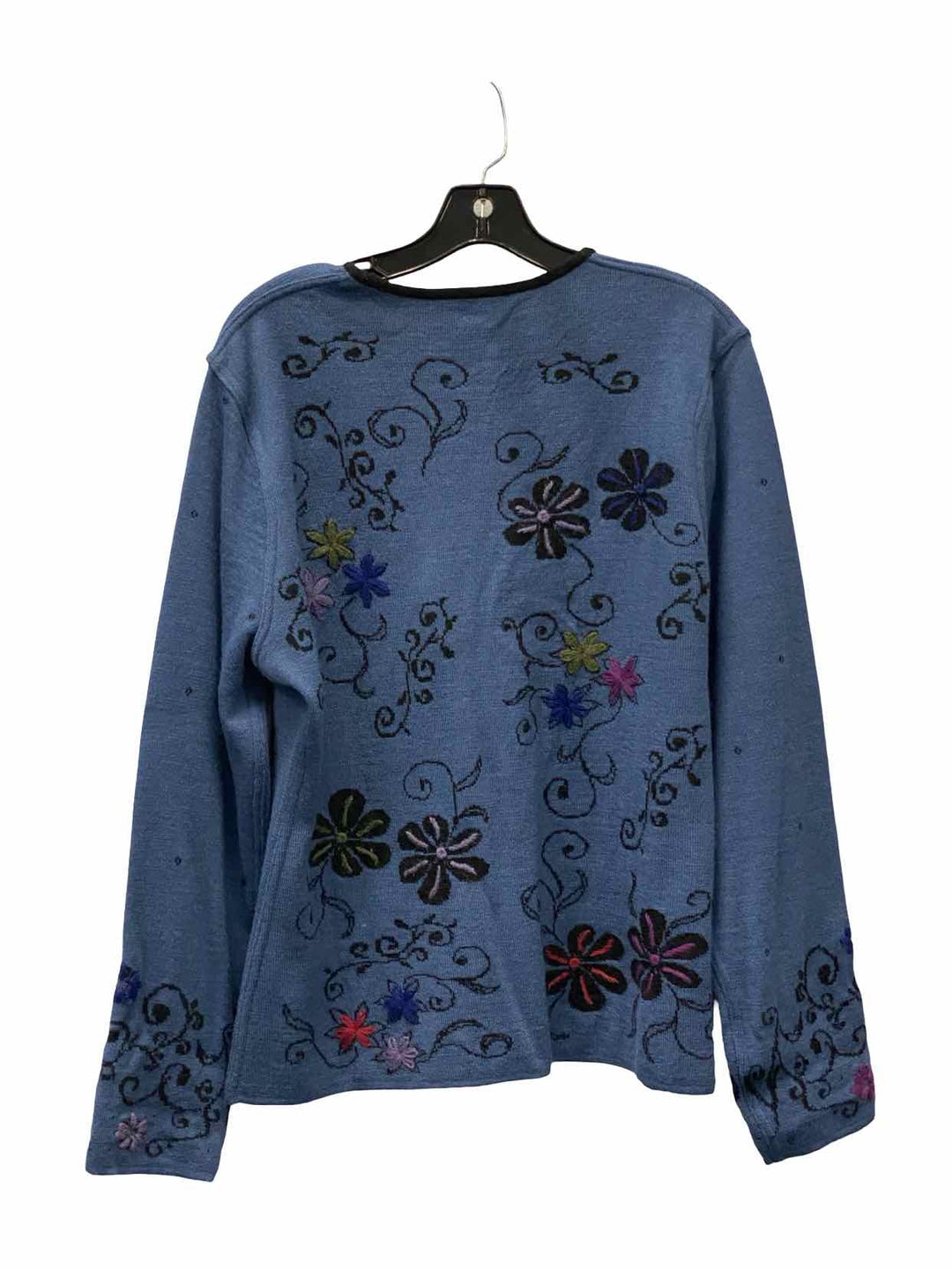 Invisible World Size L Blue Black Floral 100% Baby Alpaca Sweater