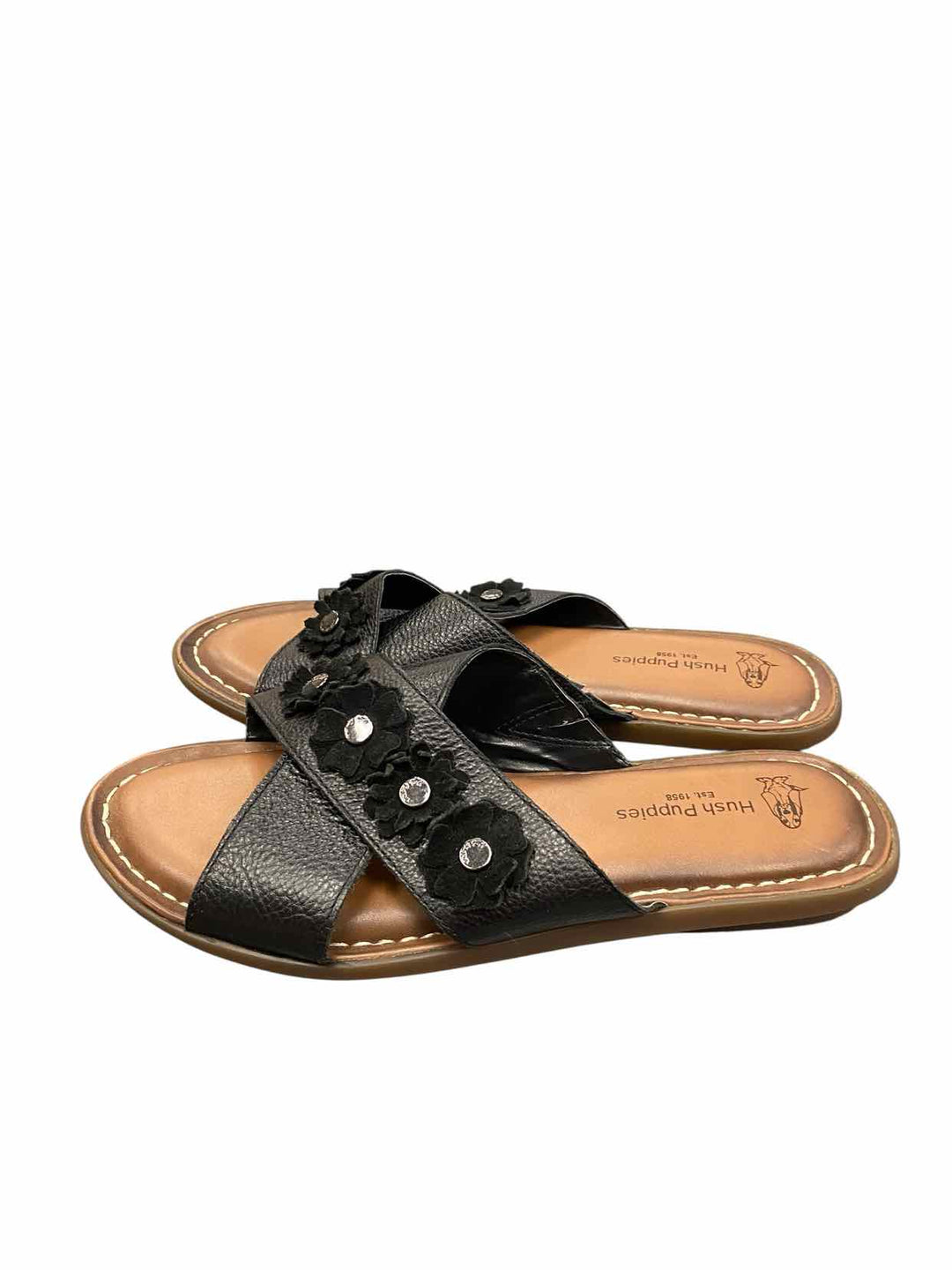 Hush Puppies Shoe Size 10 Black Leather Sandals