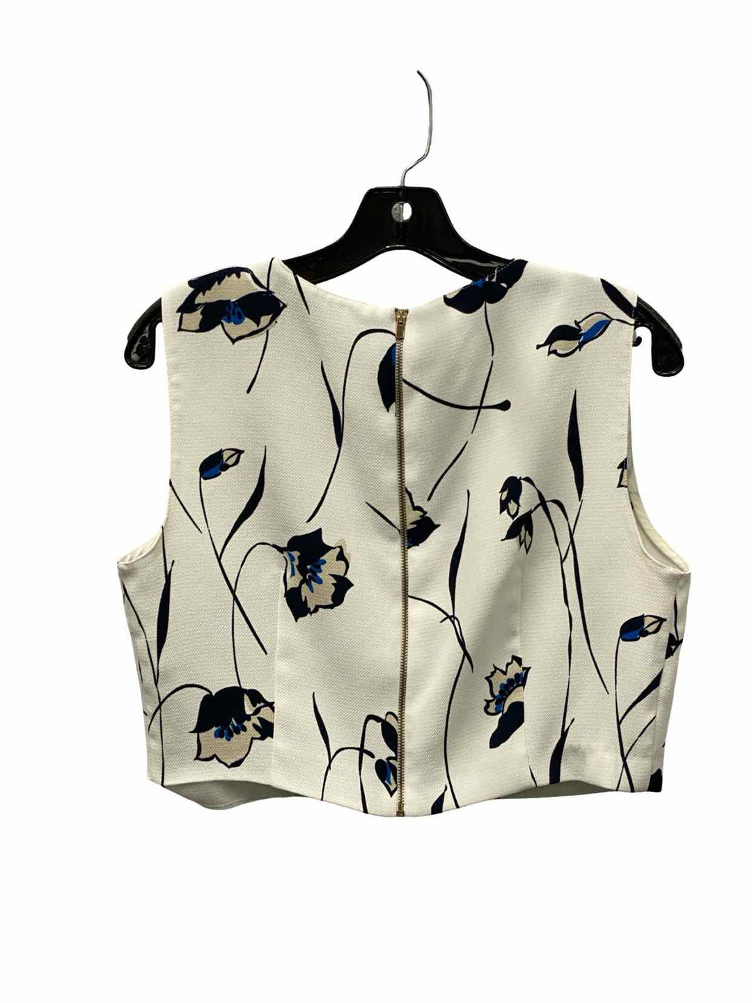 Zara Basic Size L White Floral Tank Top