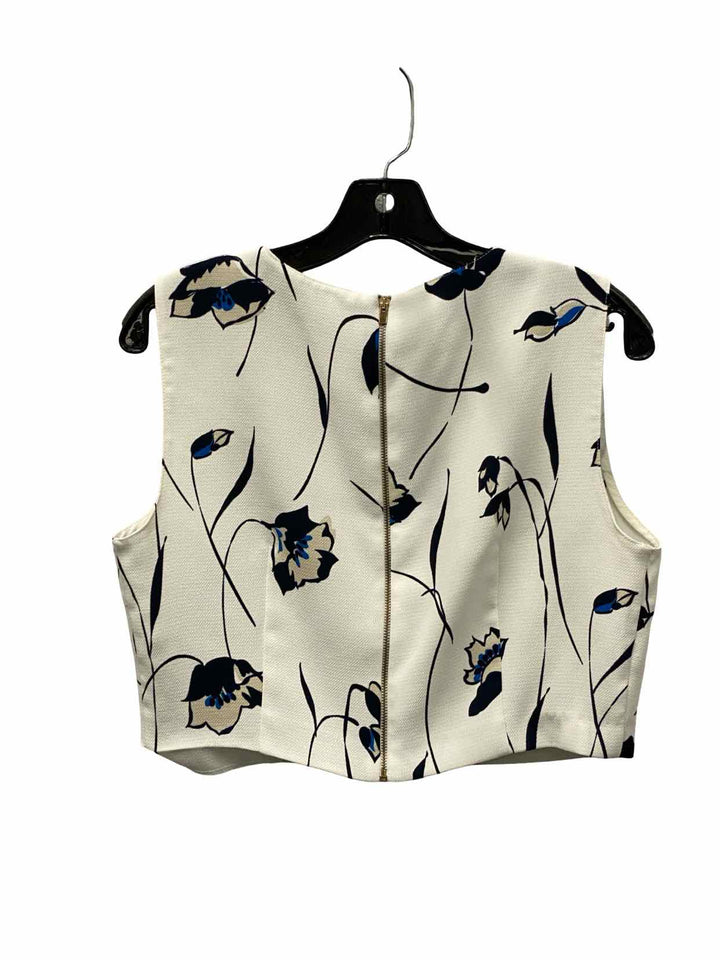 Zara Basic Size L White Floral Tank Top