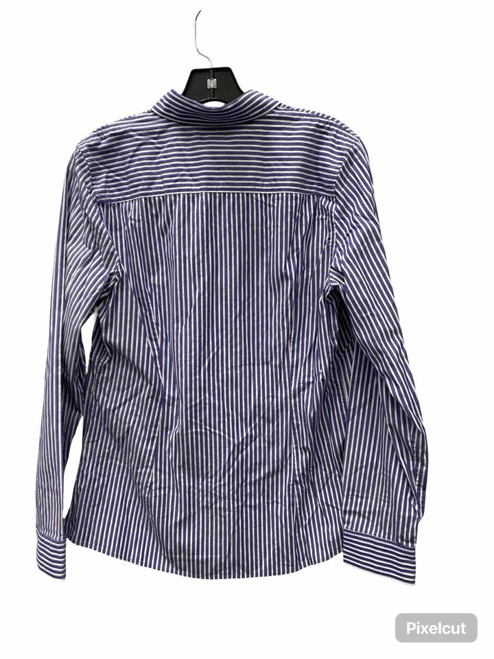 Banana Republic Size 14 Lavender White Striped Long Sleeve Shirts