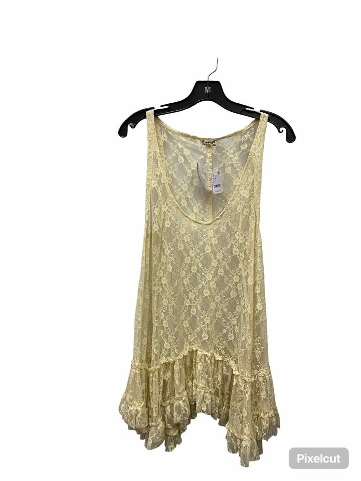 Free People Size L Beige Lace Tank Top