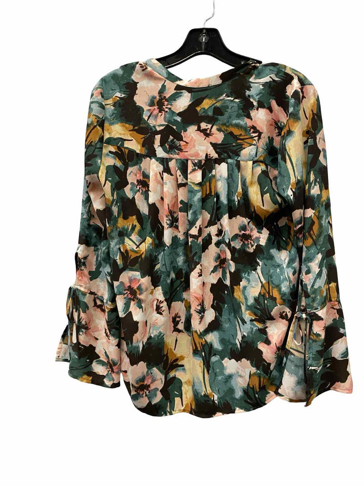 Lucky Brand Size XS Green Pink Floral Long Sleeve Shirts