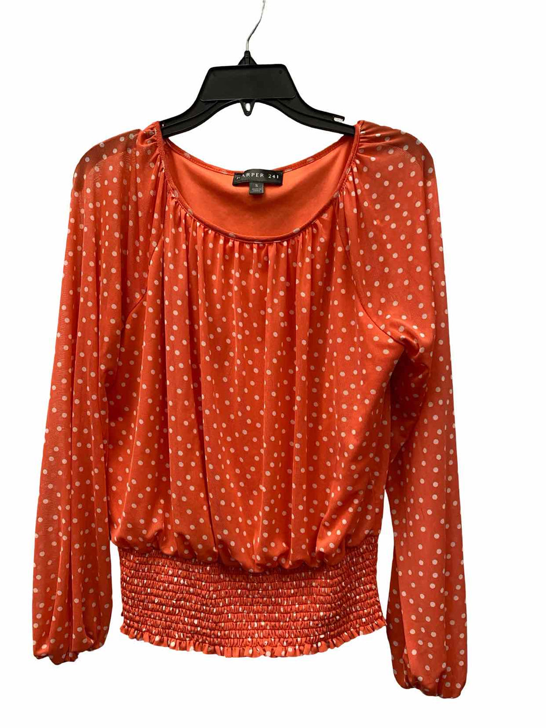 Harper Size S Coral White Poka dot Long Sleeve Shirts