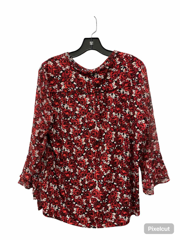 Charter Club Size M Red Floral Long Sleeve Shirts