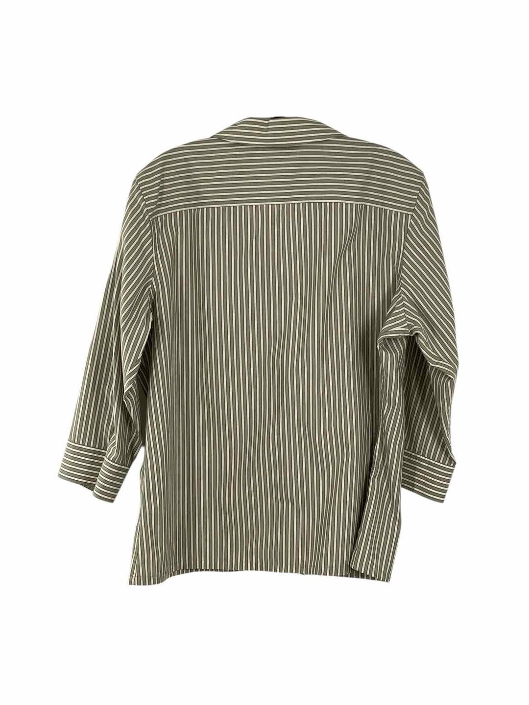 Eddie Bauer Size L Green Pin Stripes Long Sleeve Shirts