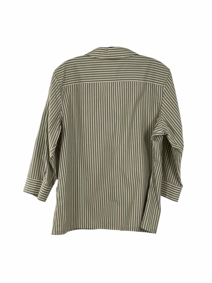 Eddie Bauer Size L Green Pin Stripes Long Sleeve Shirts