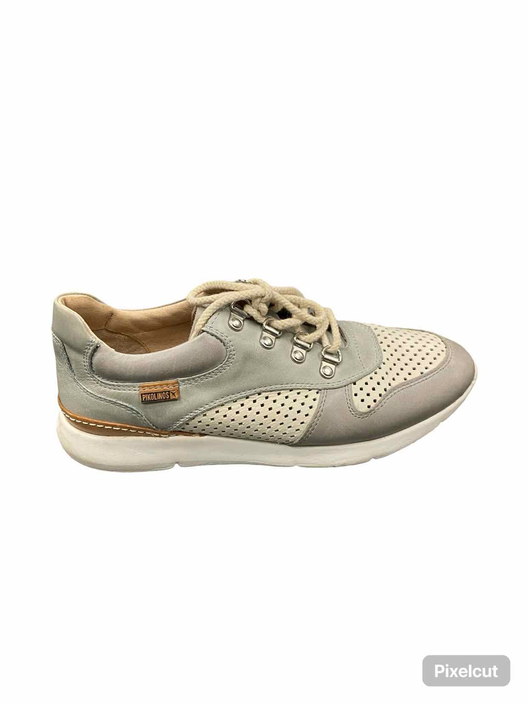Pikolinos Shoe Size 39 Grey Perforated Leather Sneakers