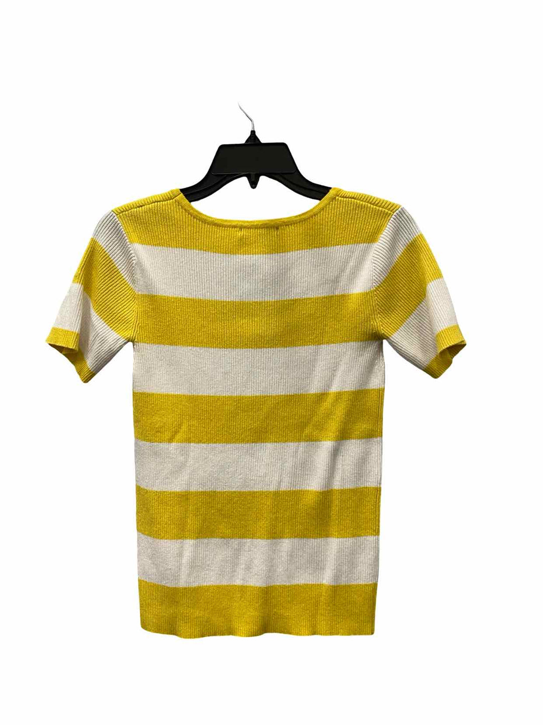 21 Main Size M Yellow White Striped Short Sleeve Shirts