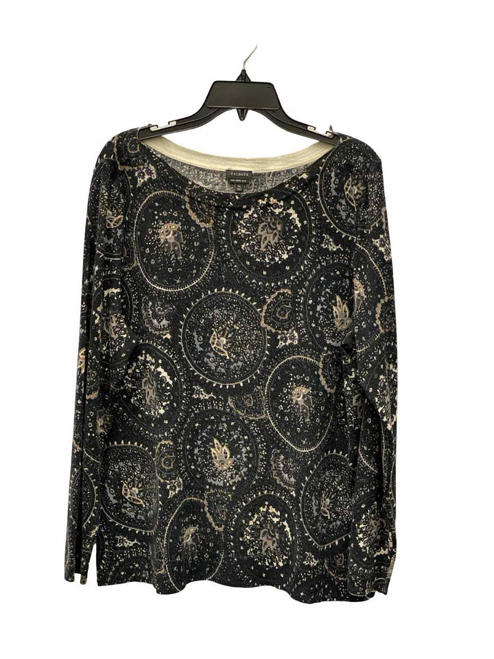 Talbots Size M Black Brown 100% Merino Wool Long Sleeve Shirts