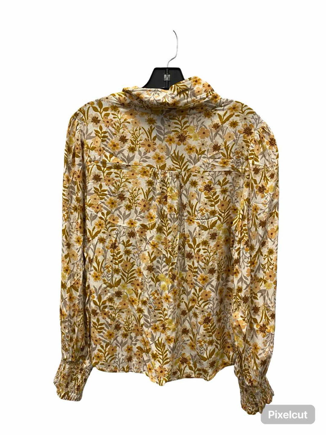 Promesa Size S Yellow Beige Floral Long Sleeve Shirts