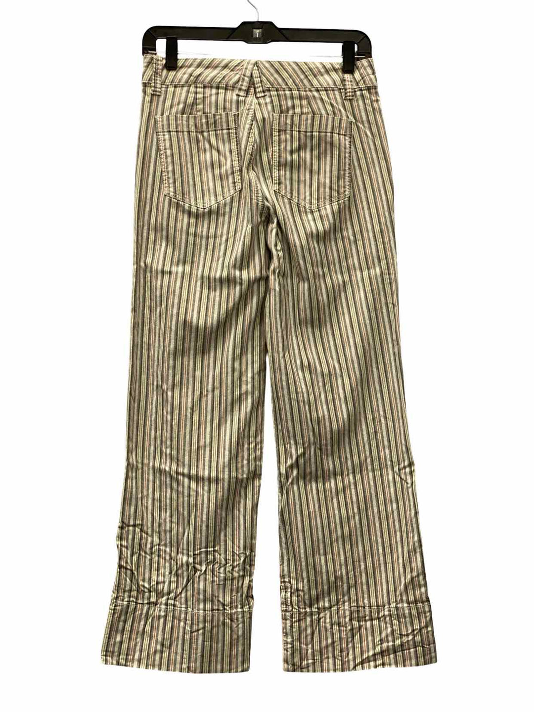 Cabi Size 2 White Green Striped Pants