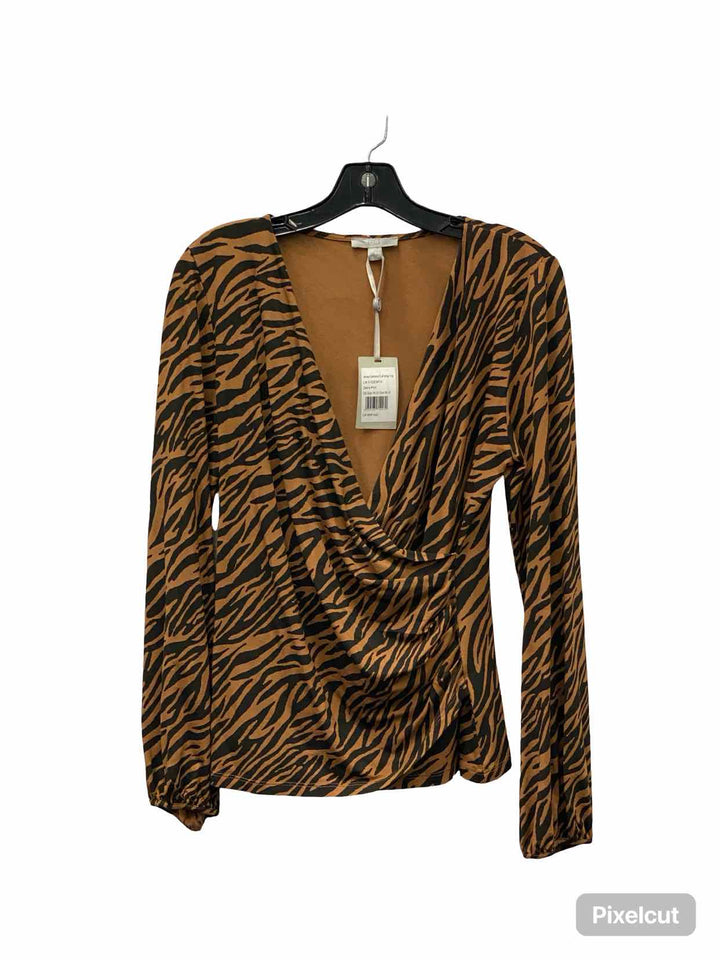 Pure Collection Size 8/10 Brown Black Animal Long Sleeve Shirts