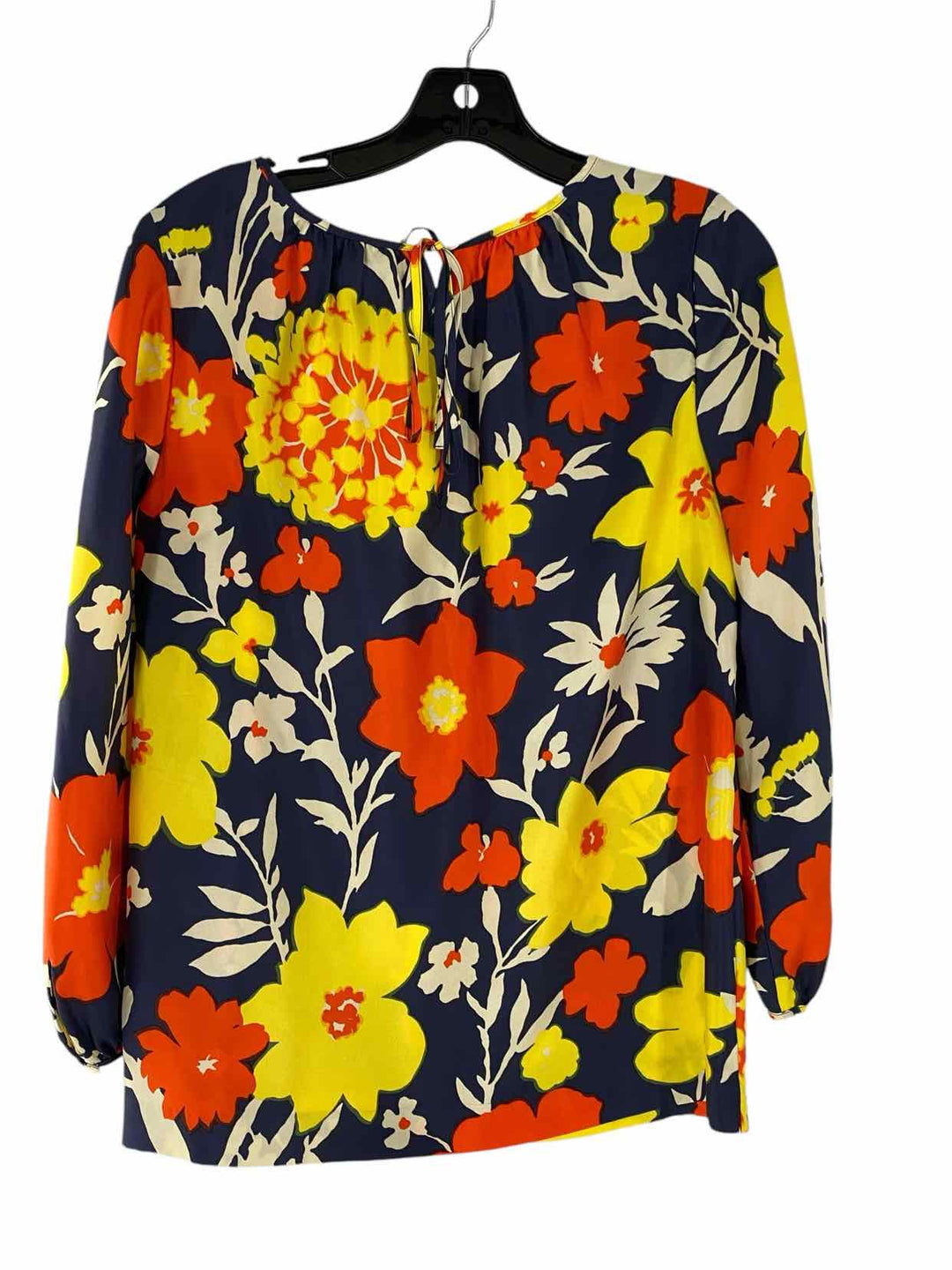 J Crew Size 4 Navy Orange/Yellow Floral Long Sleeve Shirts