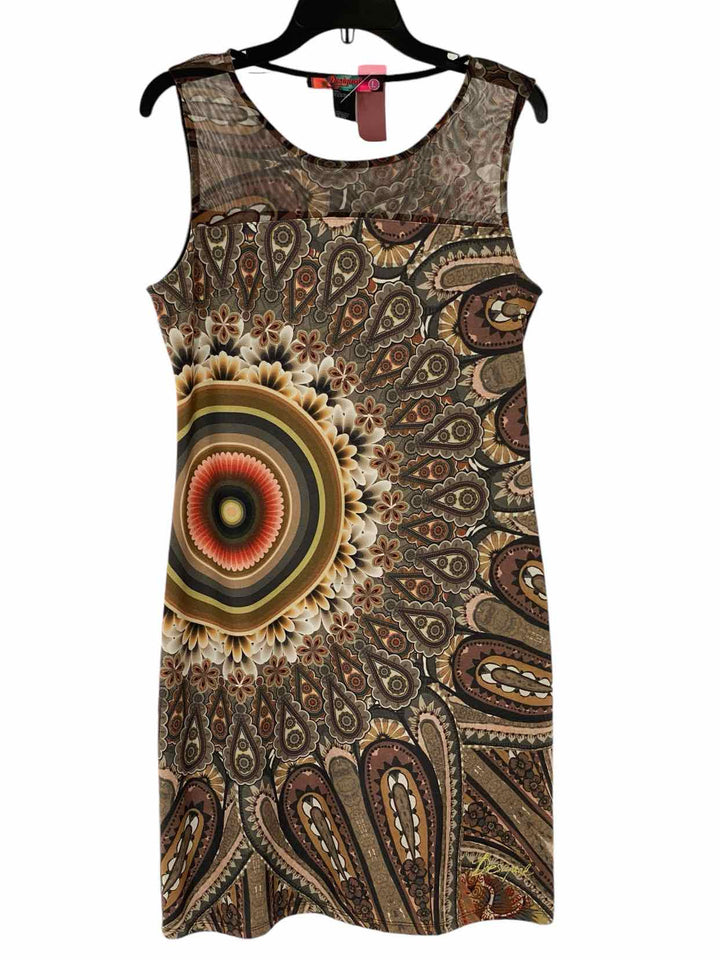 Desigual Size L Brown Print Dress