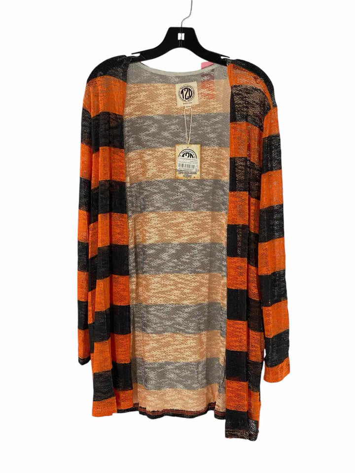 tees2urdoor Size 2XL/3XL Orange Black Striped NWT Sweater