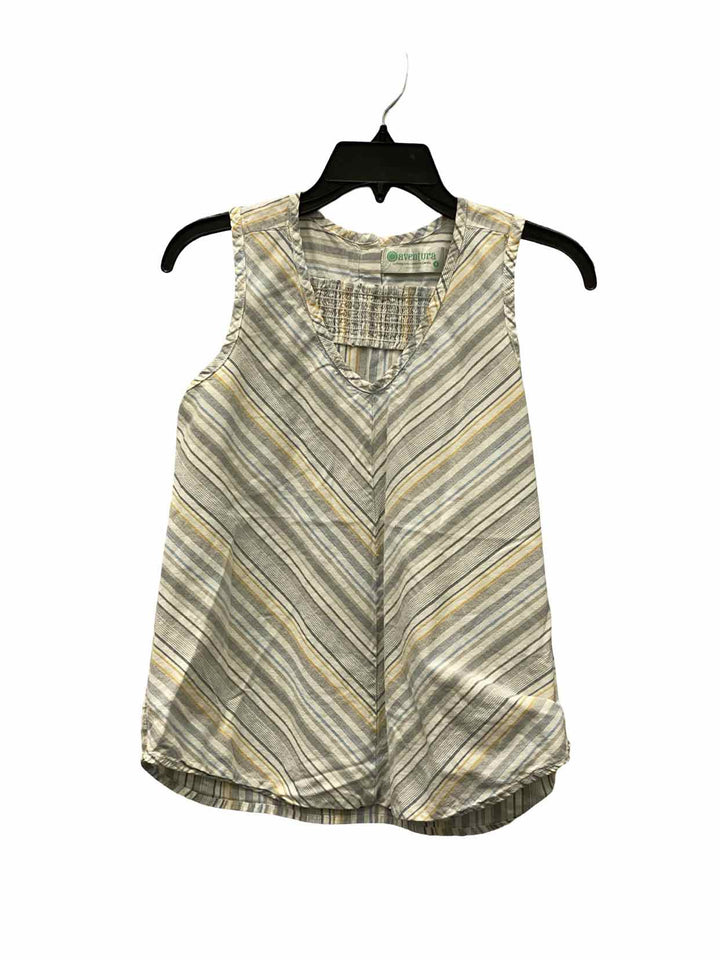 Aventura Size S White Multi Striped 100% Organic Cotton Tank Top