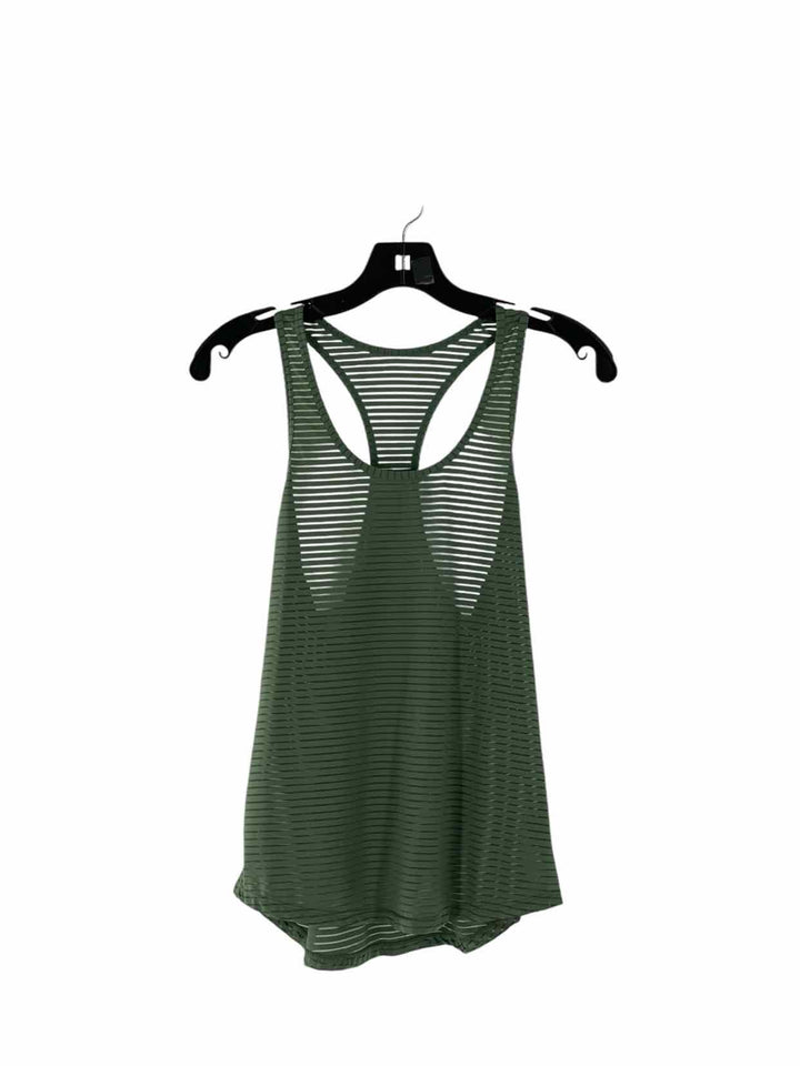 Zyia Size S Green Striped Sheer Athletic Tank Top