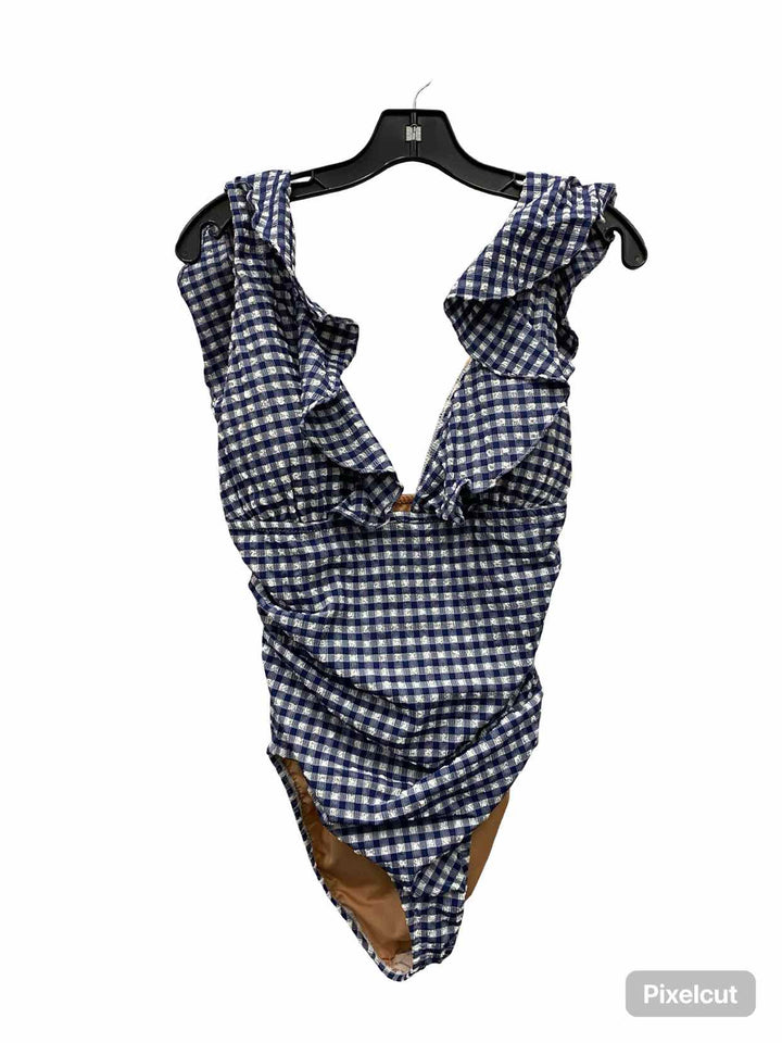 Unknown Brand Size L Blue Heather Checkered Swimsuit