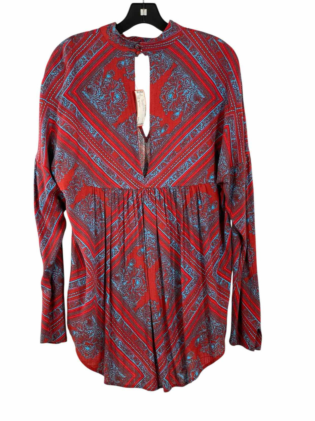 Free People Size S Red Blue Long Sleeve Shirts