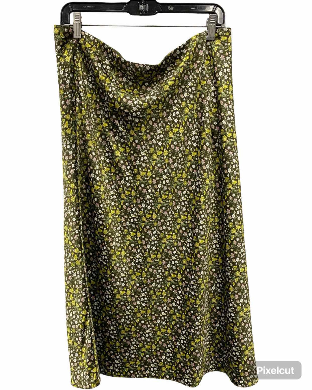J Crew Size L Green Yellow Floral Skirt