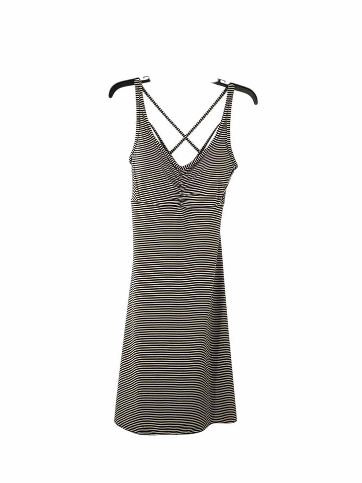 PrAna Size M Gray White Stripe Dress