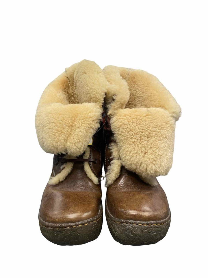 Born Shoe Size 6 Brown Leather Shearling Lining Boots(Ankle)