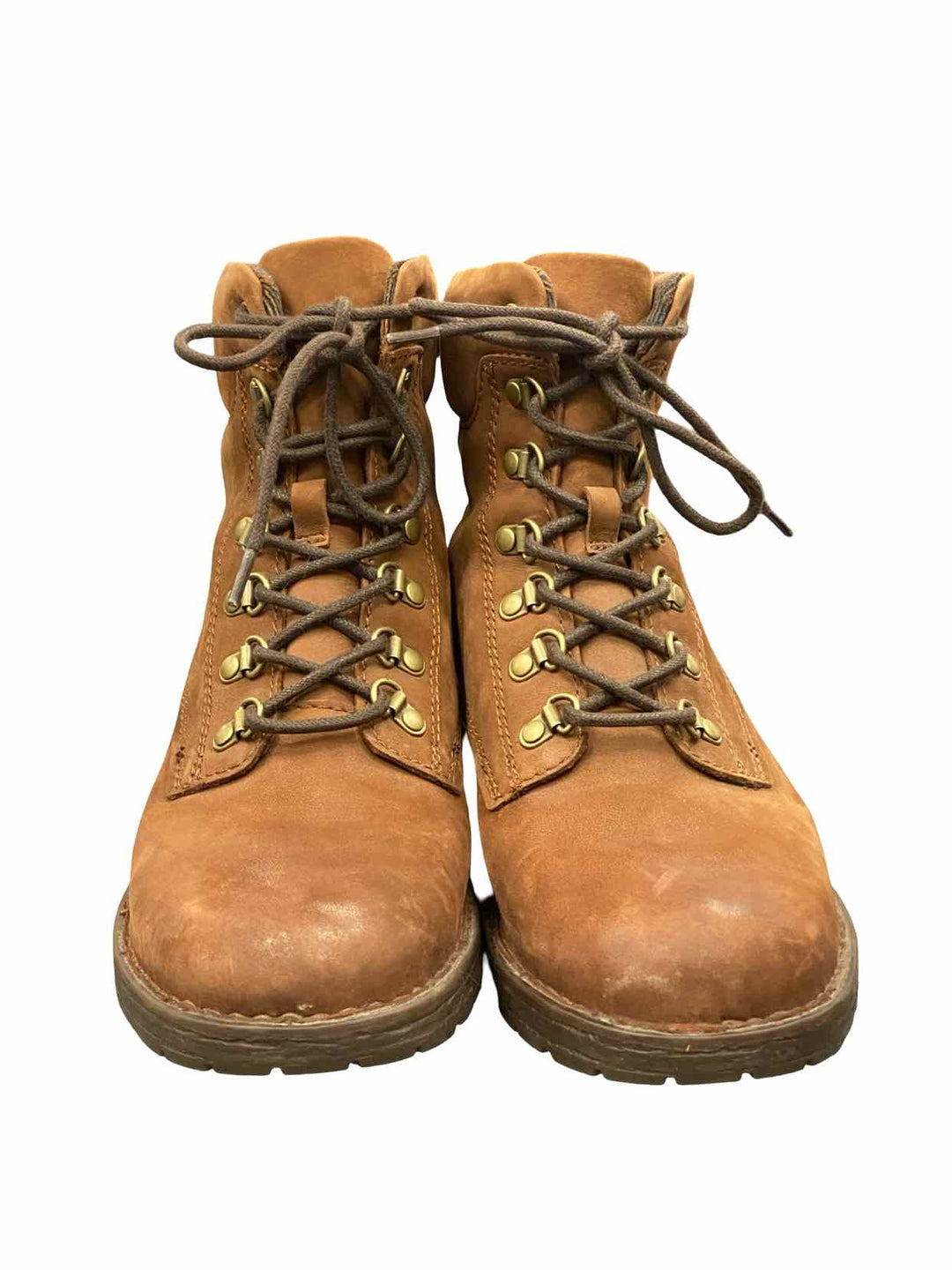 Born Shoe Size 8.5 Brown Leather Combat Moto Biker Lace-Up Boots(Ankle)