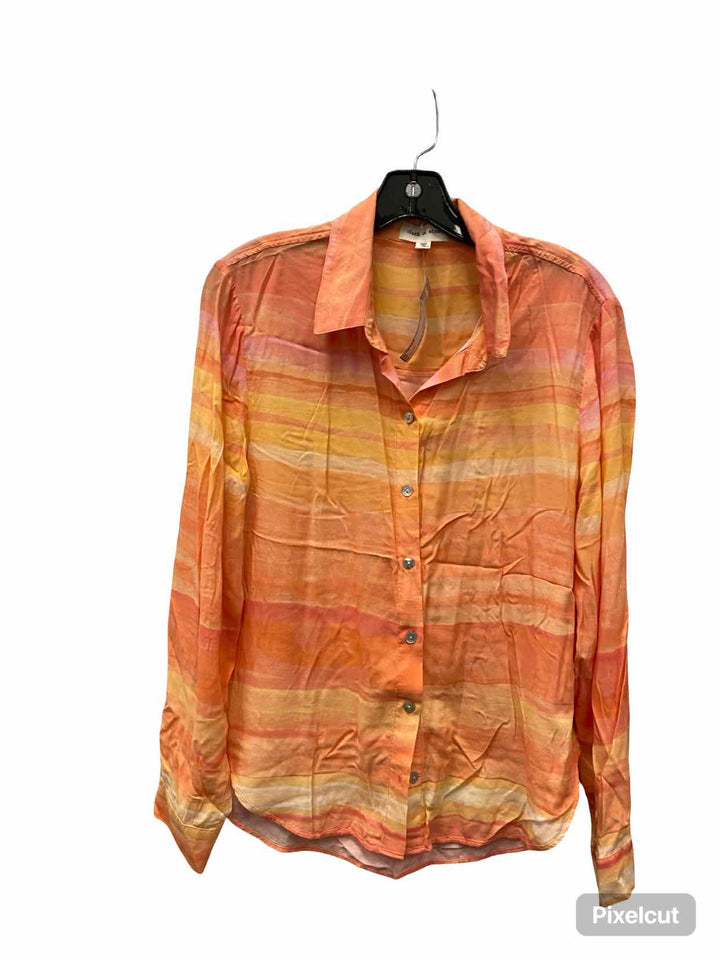 Cloth & Stone Size M Orange Pink Plaid Long Sleeve Shirts